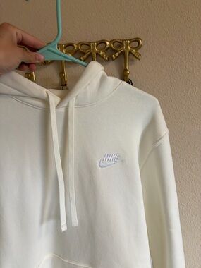 Nike Cream Pullover Hoodie with Black Swoosh Tag